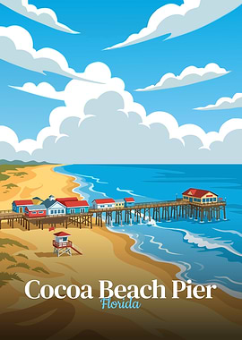 Cocoa Beach Pier, Florida Illustration