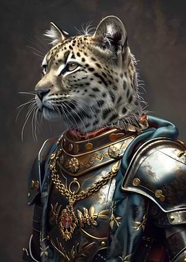 Leopard Knight in Armor Portrait