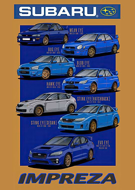 Subaru Impreza Generations Art Print