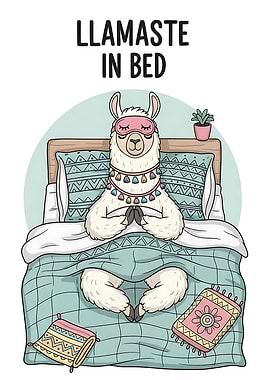 Llamaste in Bed Cartoon Illustration