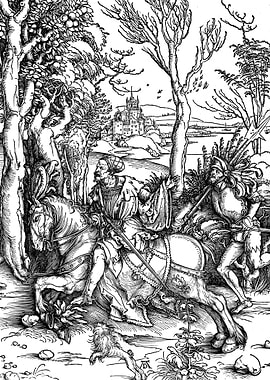 The Knight and the Landsknecht Albrecht Durer Engraving