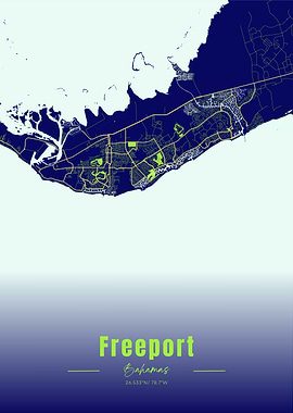 Freeport, Bahamas Map Art