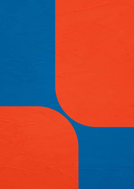 Abstract Blue and Orange Geometric Art