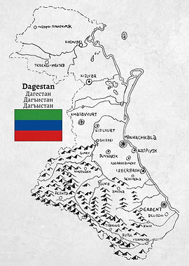 Handdrawn Map of Dagestan