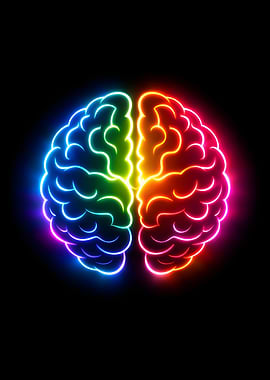 ADHD Brain Poster | Neon Neurodiversity Wall Art | Mental Health Decor