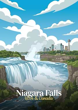 Niagara Falls USA & Canada Illustration