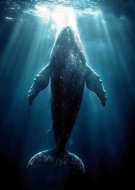 Humpback Whale in Ocean Depths