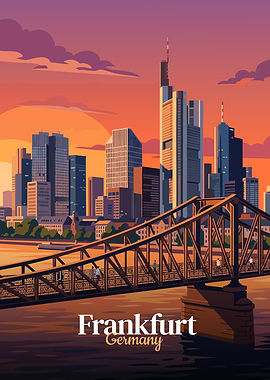 Frankfurt Germany Cityscape at Sunset