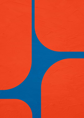 Abstract Orange and Blue Geometric Art