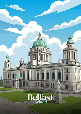 Belfast City Hall, Ireland Illustration