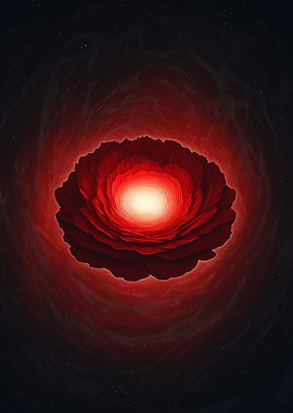 Abstract Red Flower in Dark Space