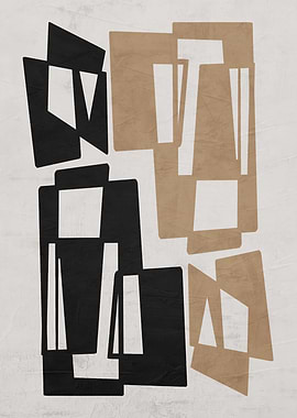 Abstract Geometric Shapes in Black and Beige