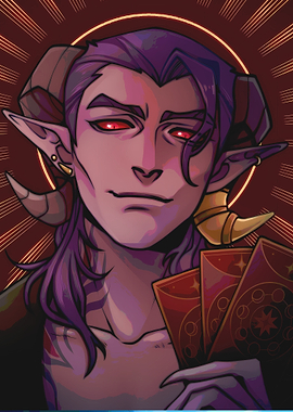 Tiefling with Tarot Cards Portrait