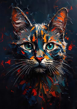 Colorful Cat Portrait