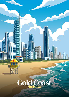 Gold Coast Australia Cityscape Illustration