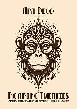 Art Deco Monkey Roaring Twenties Poster