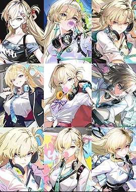 Anime Girl Collage with Headphones