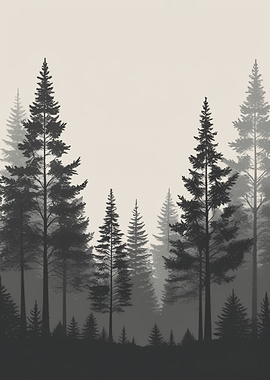 Misty Forest Silhouette
