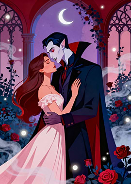 Vampire and Woman Embrace