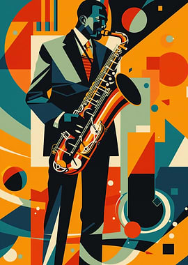 Jazz Saxophone Player Abstract Art