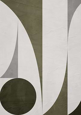 Abstract Geometric Art in Olive and White