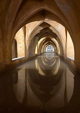 Alcazar of Seville Arches Reflection