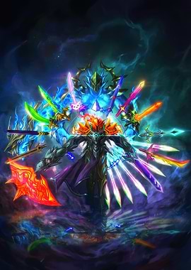 Terraria Warrior with Swords and Axe