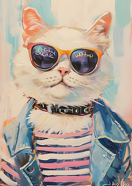 Cool Cat with Sunglasses Painting