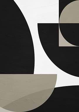 Abstract Geometric Shapes in Black, White, Beige