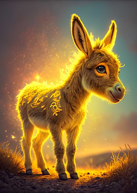 Golden Donkey Calf Portrait