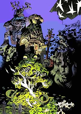 Mystical Creatures and Landscape Illustration