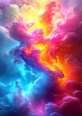 Colorful Cloudscape with Radiant Light
