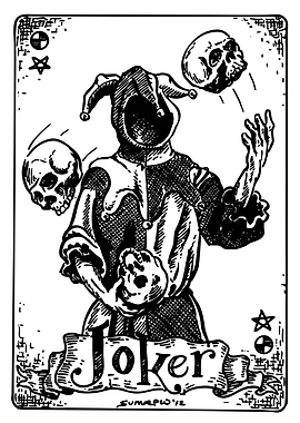 Joker Playing Card with Skulls