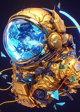 Golden Astronaut with Shattered Visor