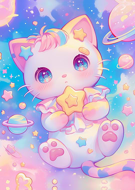 Moon And Sun: cute cat Sun in space