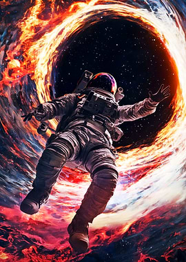 Astronaut Falling Through Space Portal