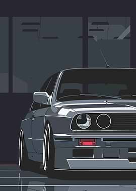 e30 Gray Car Illustration