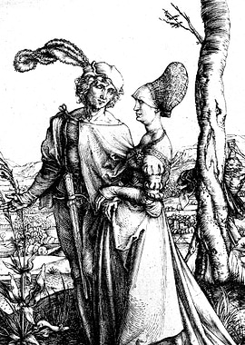 Young Couple Threatened by Death Albrecht Durer Engraving