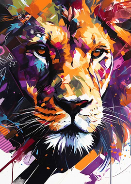 Colorful Lion Portrait