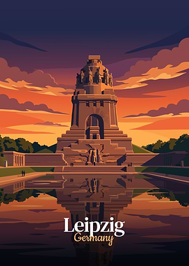 Leipzig Germany Monument Illustration