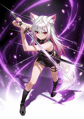 Anime Fox Girl with Katana