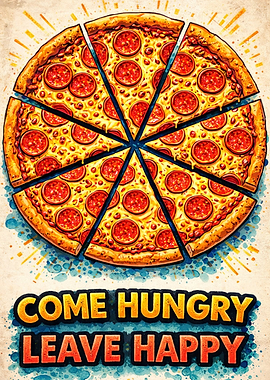 Pepperoni Pizza Watercolor Art