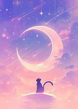 Moon And Sun: cat Moon with stars