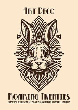 Art Deco Rabbit Roaring Twenties Poster