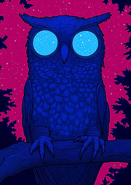 Blue Owl with Starry Eyes