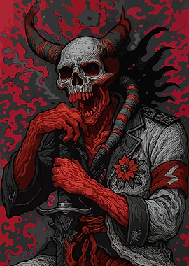Demonic Skull Warrior Illustration