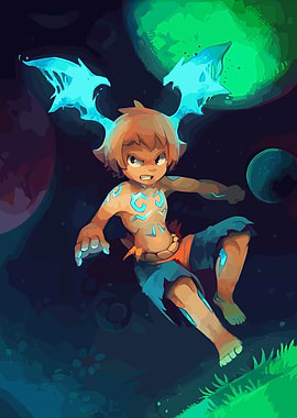 Cartoon Boy with Glowing Antlers