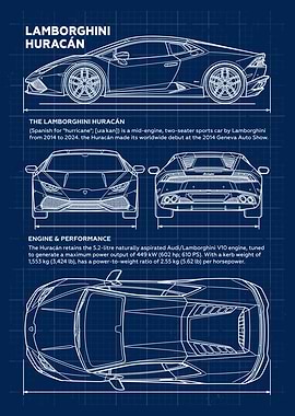 Car Lamborghini Huracan Blueprint