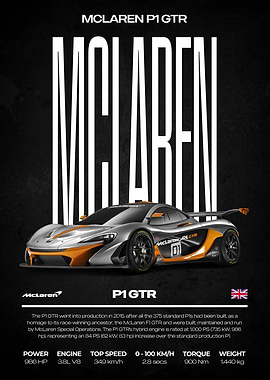 McLaren P1 GTR Car Poster
