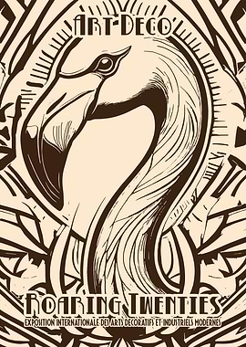 Art Deco Flamingo Roaring Twenties Poster